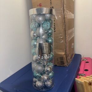 Silver and Blue Christmas Ornaments Set